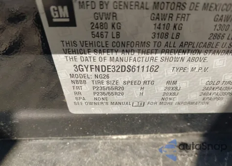 2013 Cadillac Srx Performance Collection z USA, uszkodzony, nr VIN 3GYFNDE32DS611162